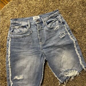 Frame Denim Distressed Jean Shorts - Light Blue